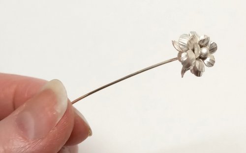 Judy Larson's Creating a Flower Stem - , Metalwork, Butane Torch, Soldering, Solder, finished flower on stem